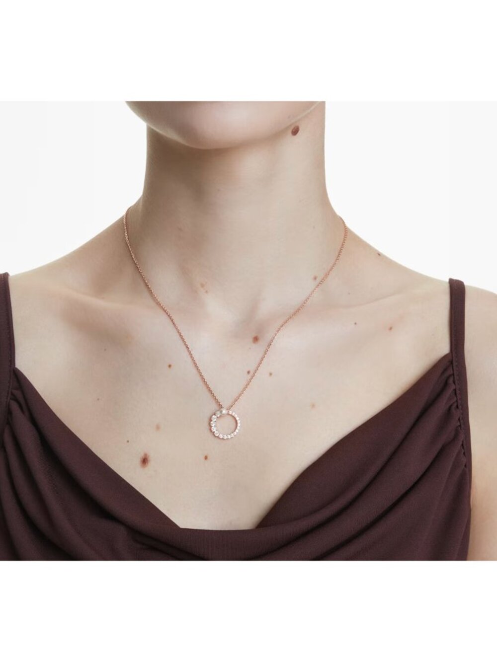 Svarovski Matrix pendant Crystal pearl, Round cut, White, 18K rose gold finish